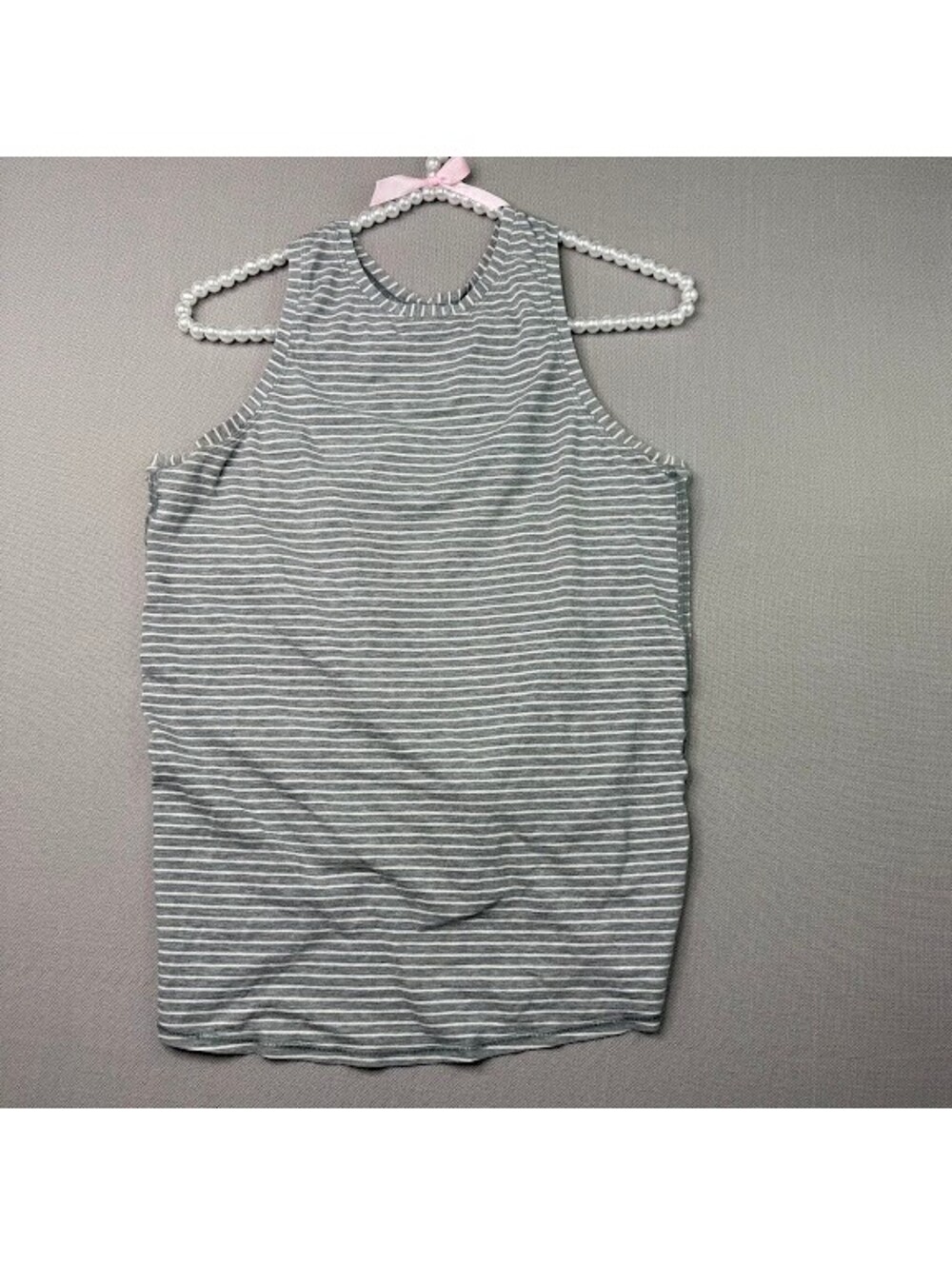 Lululemon All Tied Up Tank Top Modern Stripe Gray White Open Back Size S/M